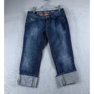 Esprit Denim Capri Jeans Womens Size 8 Embroidered Pockets Acid Wash Blue